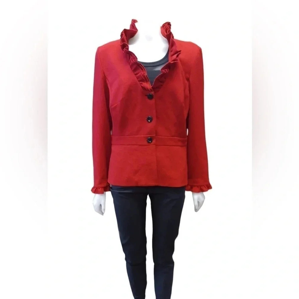 Danny & Nicole Red Ruffled  Blazer Size 16